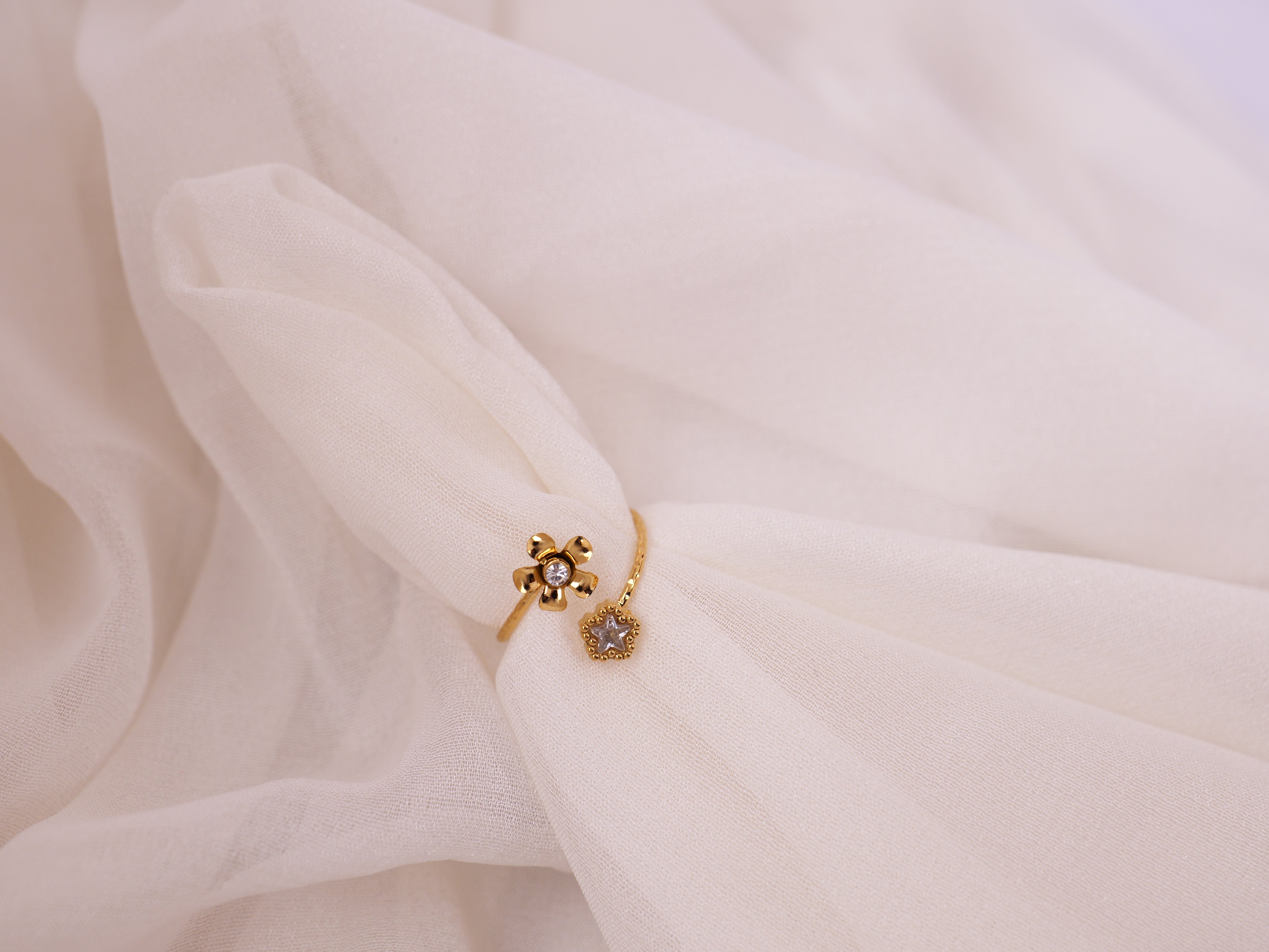 Floral Gemstone Adjustable Ring