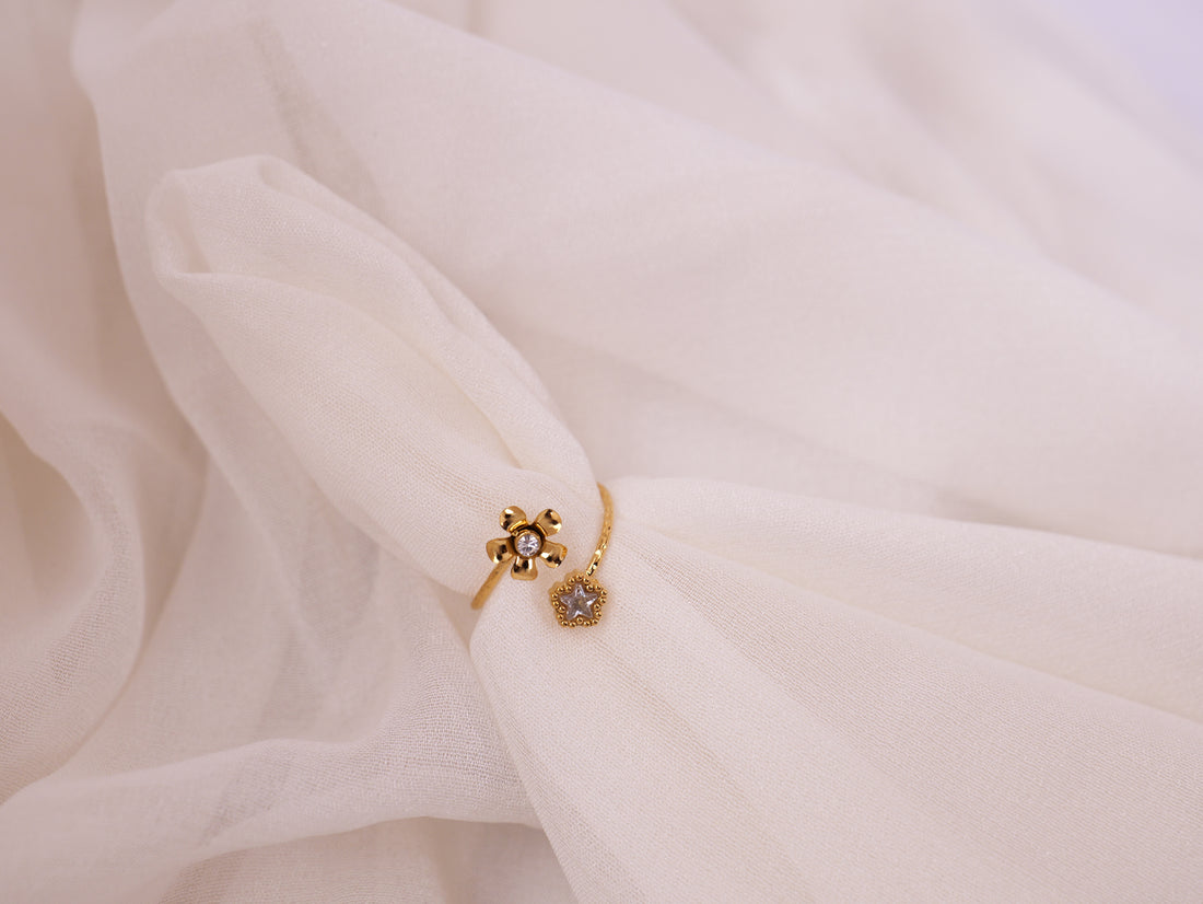 Floral Gemstone Adjustable Ring