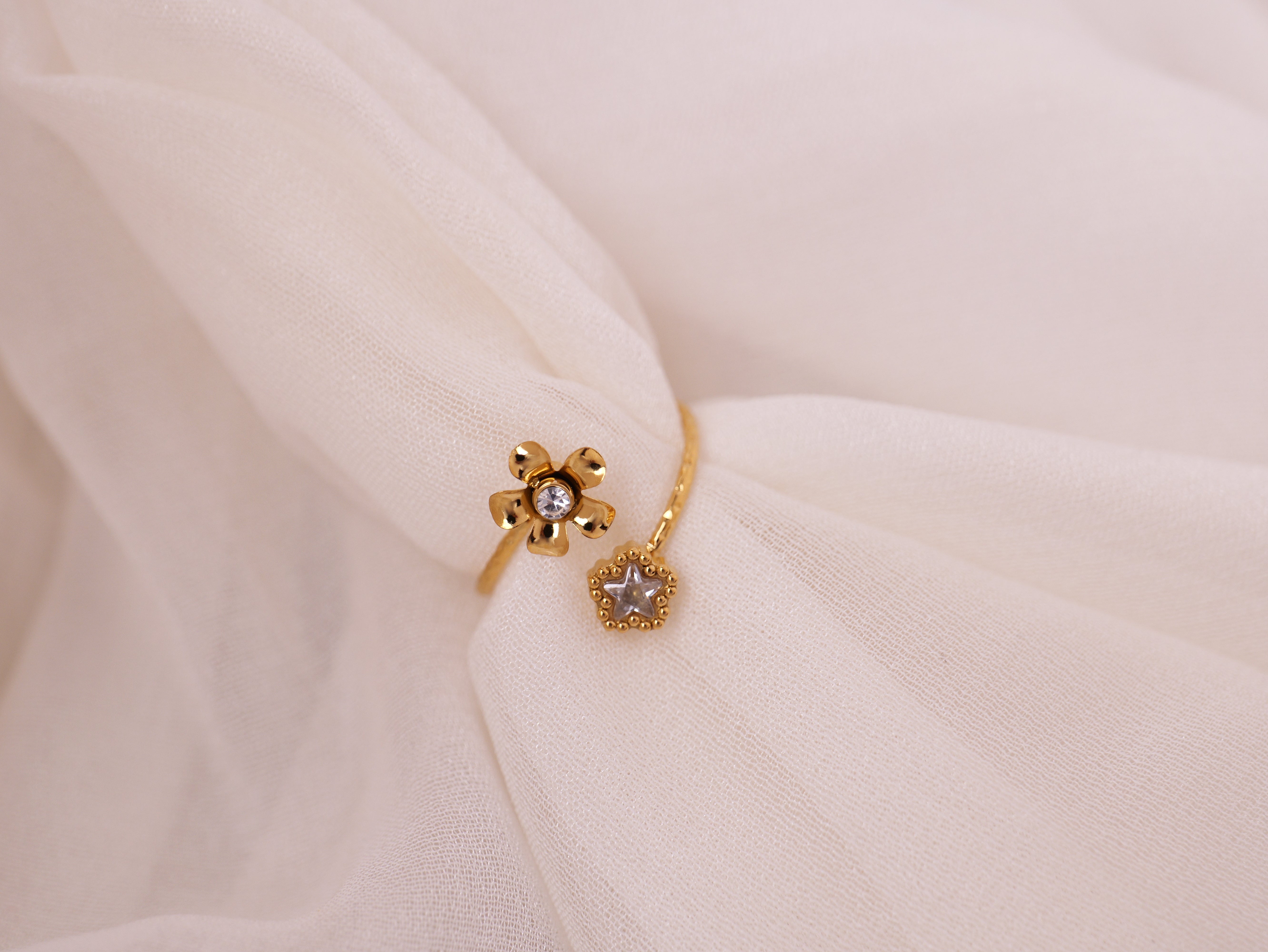 Floral Gemstone Adjustable Ring