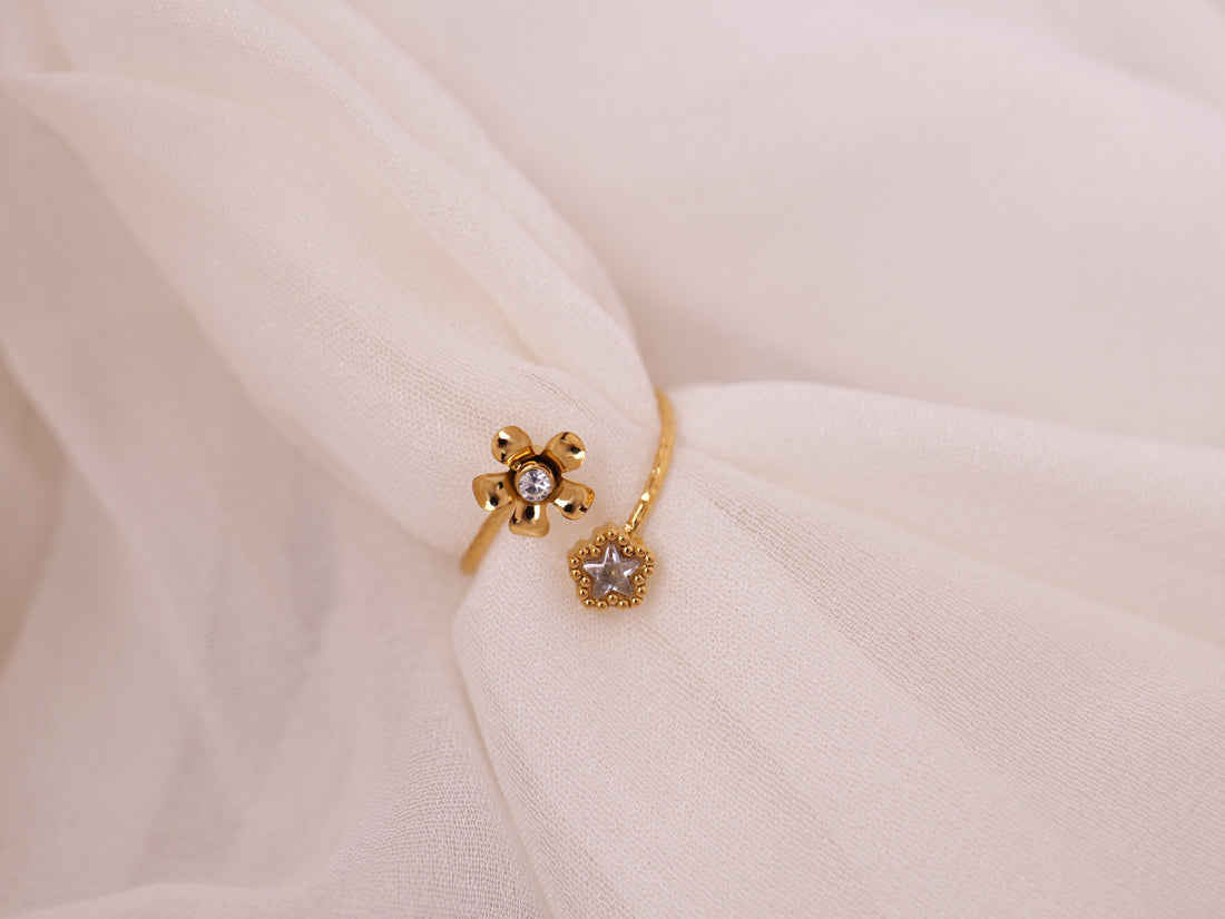 Floral Gemstone Adjustable Ring