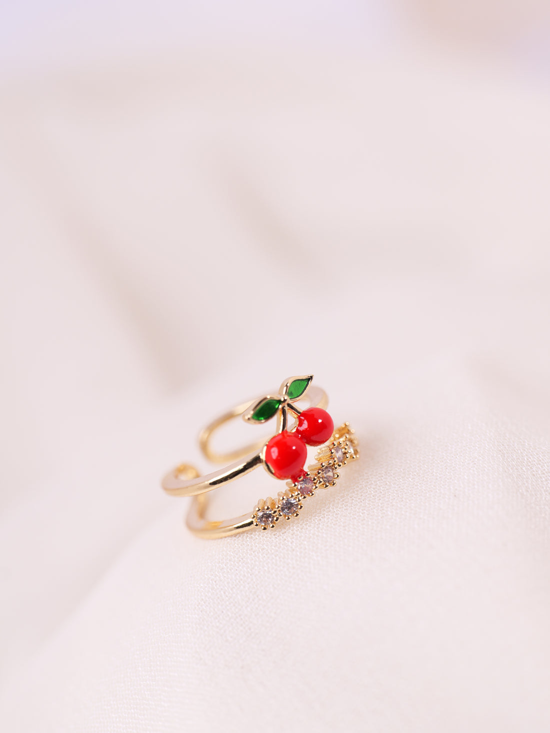 Cherry Charm Gold Ring Set