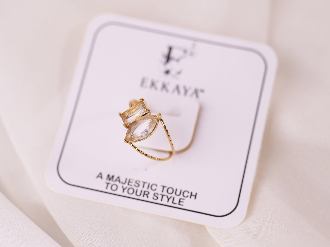 Dual Gem Open Ring