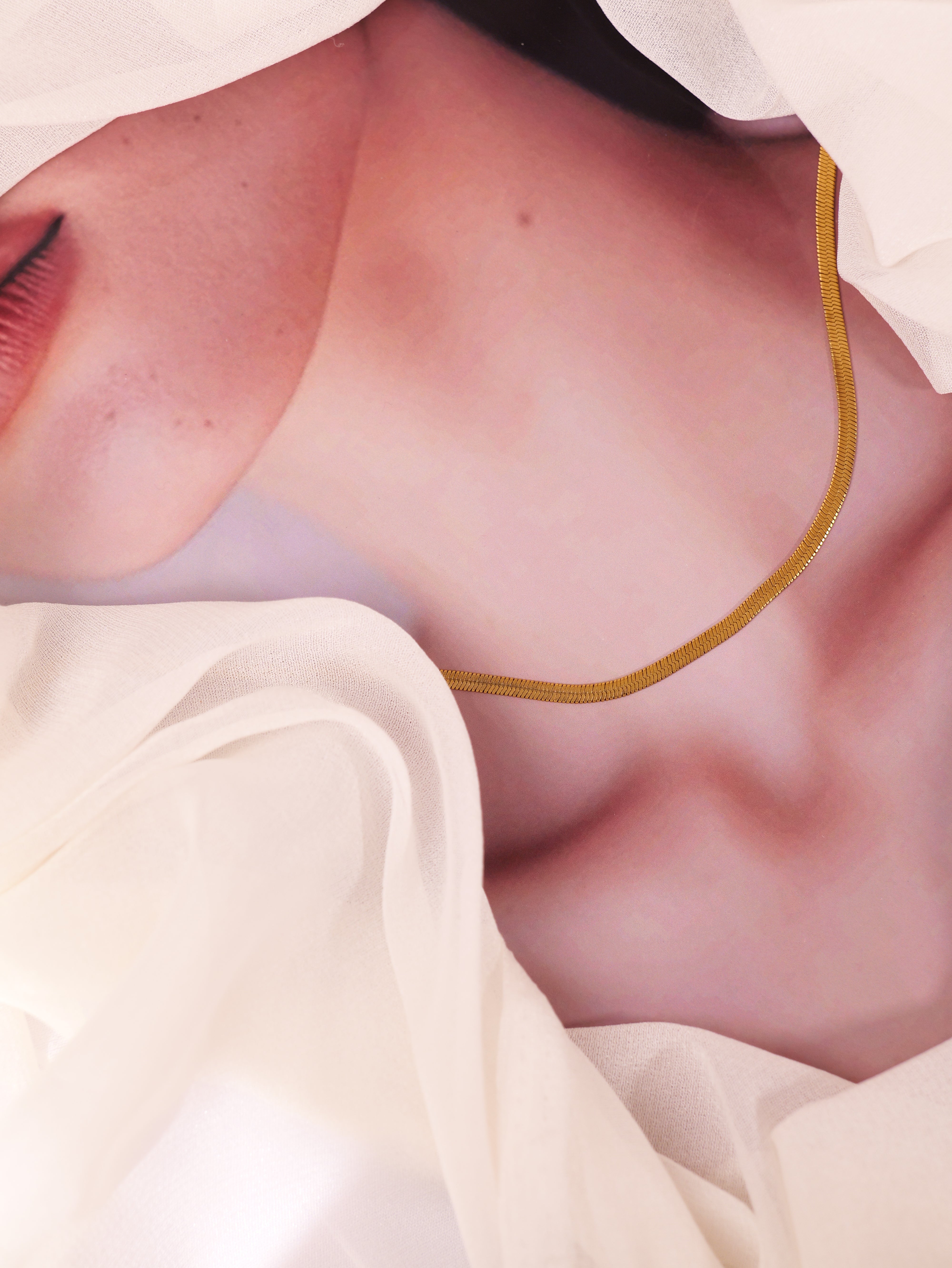 Sleek Gold Flat Snake Chain Necklace