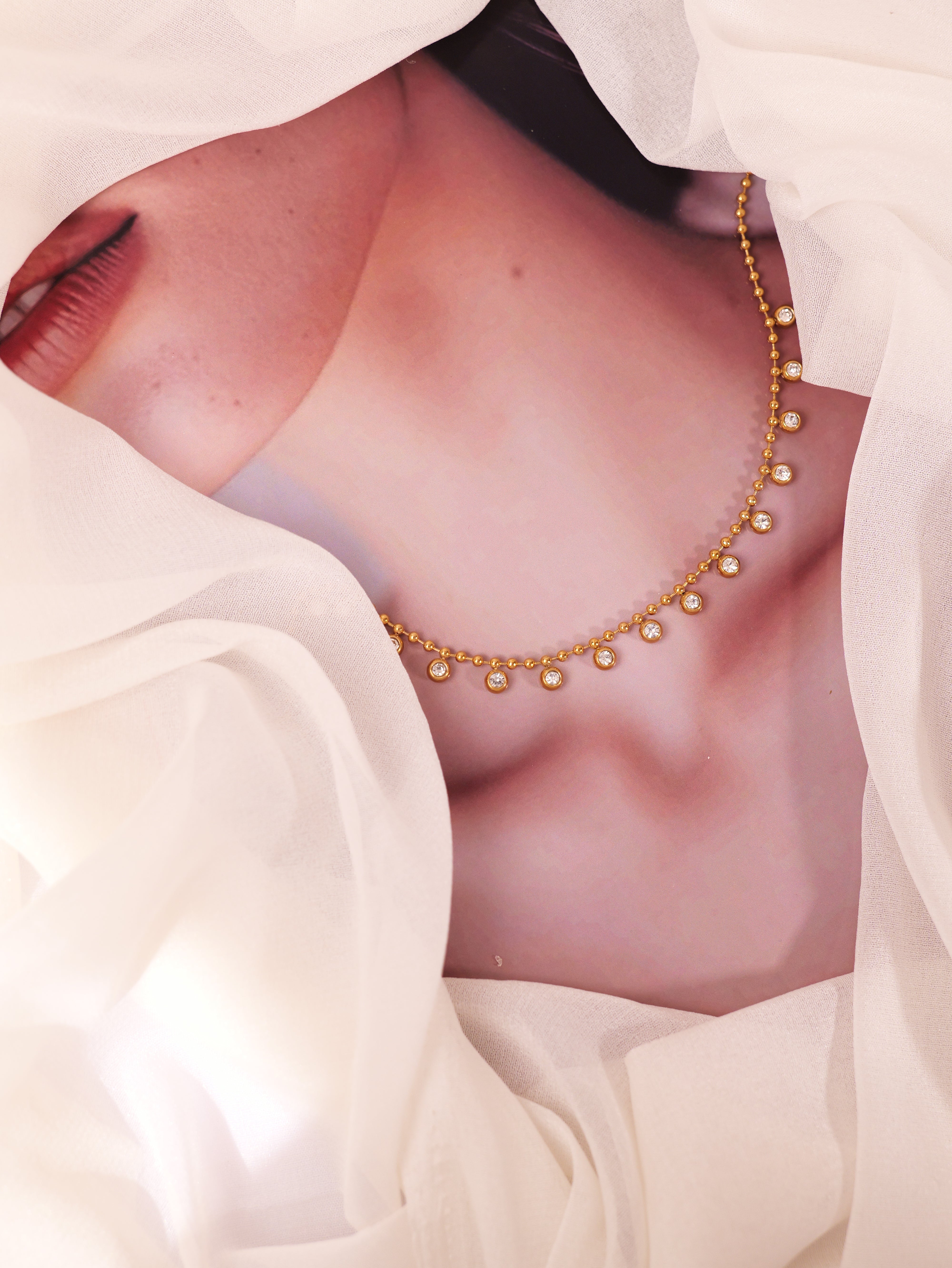 Gold Crystal Drop Necklace