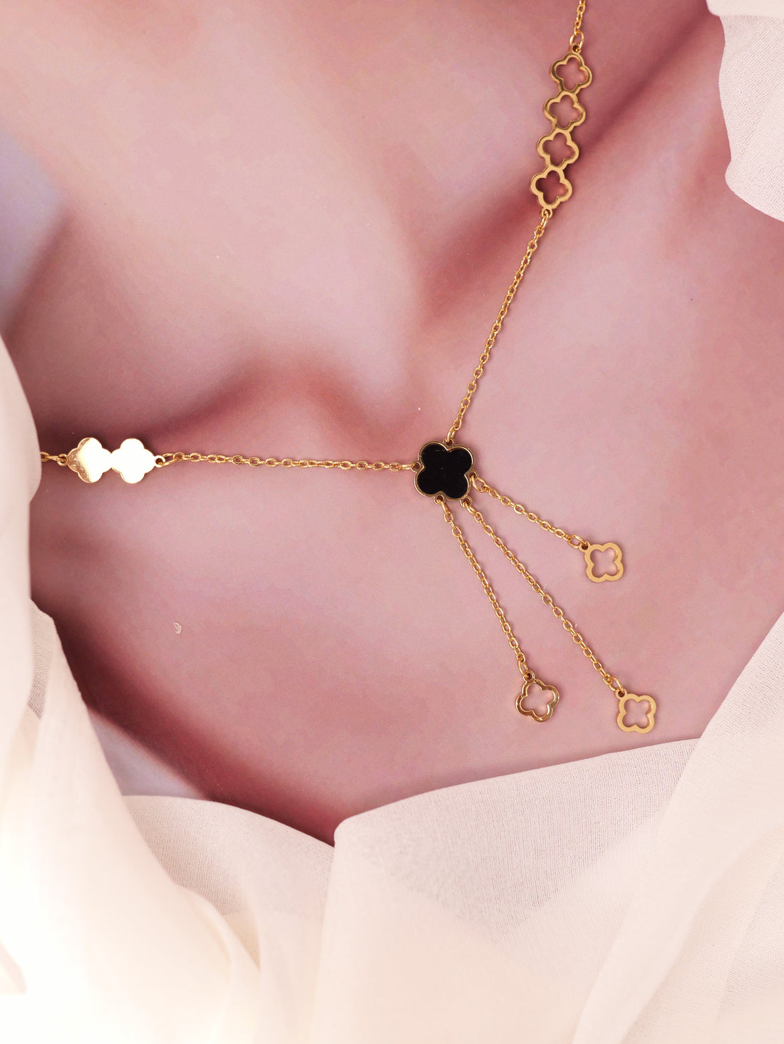 Clover Charm Layered Gold Necklace