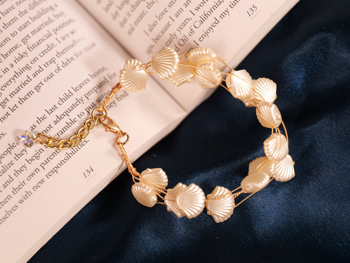 Elegant Multi-Strand Bracelet with Champagne Shell Pearls