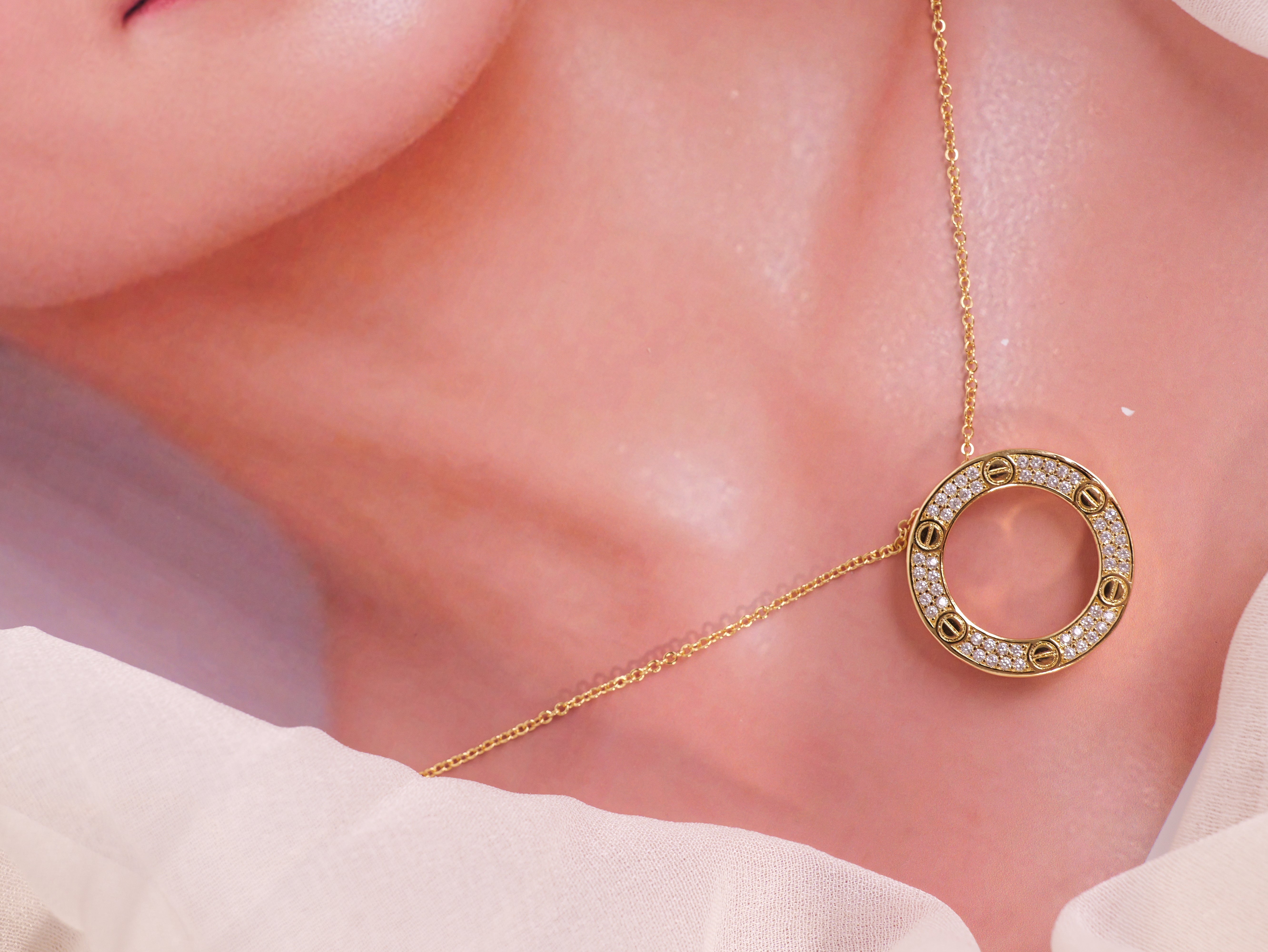 Gold Crystal Cartier Necklace & Earring Set