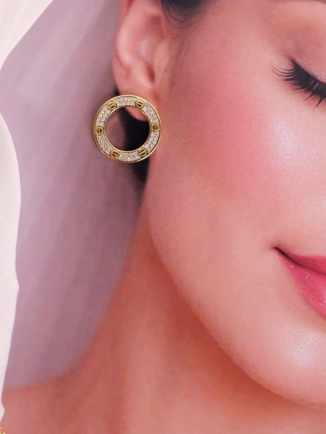 Gold Crystal Cartier Necklace & Earring Set