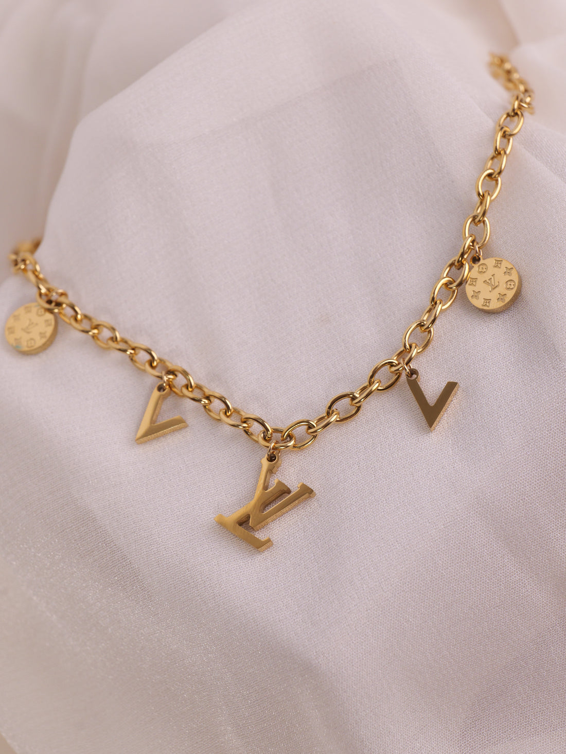 Luxury LV-Inspired Gold Bracelet & Earring Set