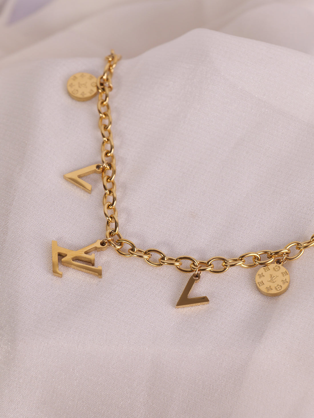 Luxury LV-Inspired Gold Bracelet & Earring Set
