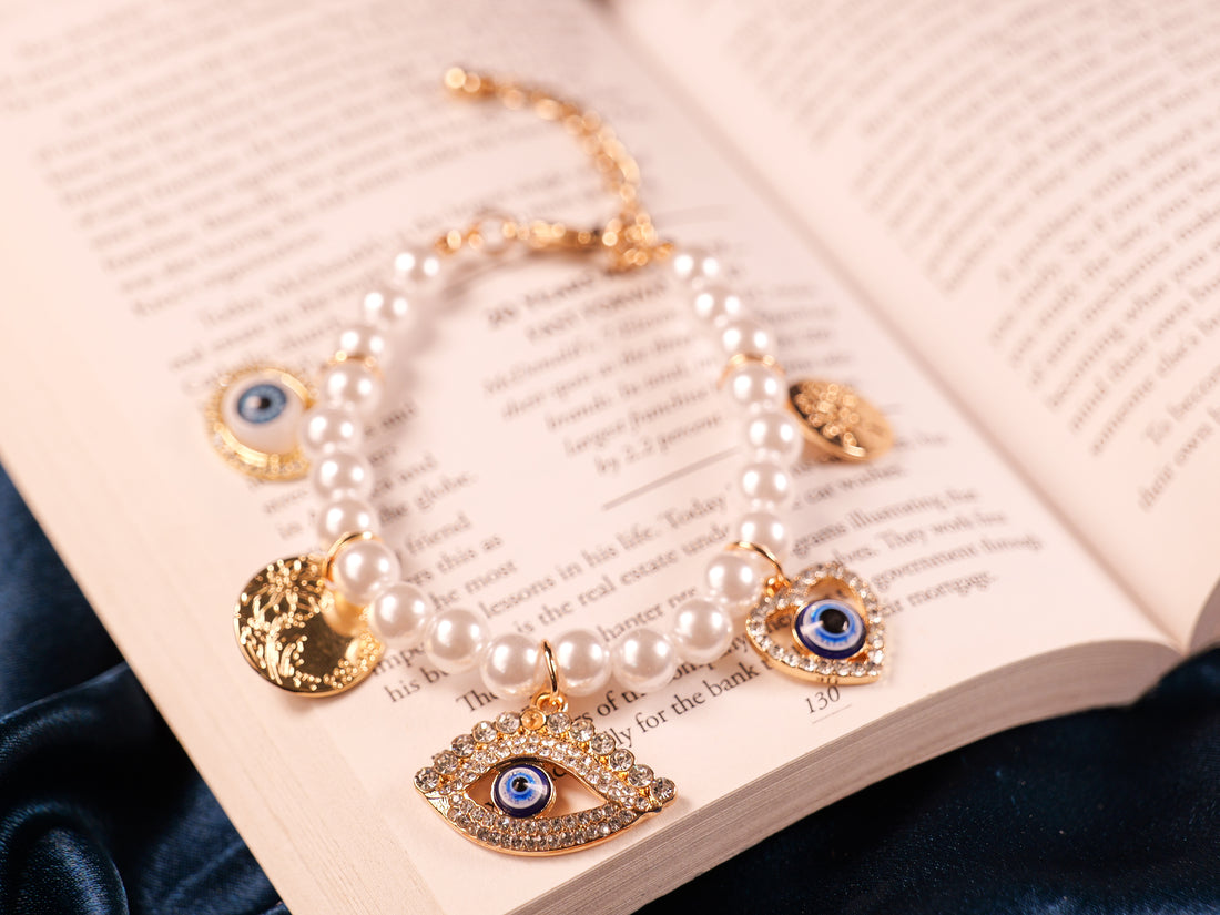Elegant Pearl & Evil Eye Protection Bracelet