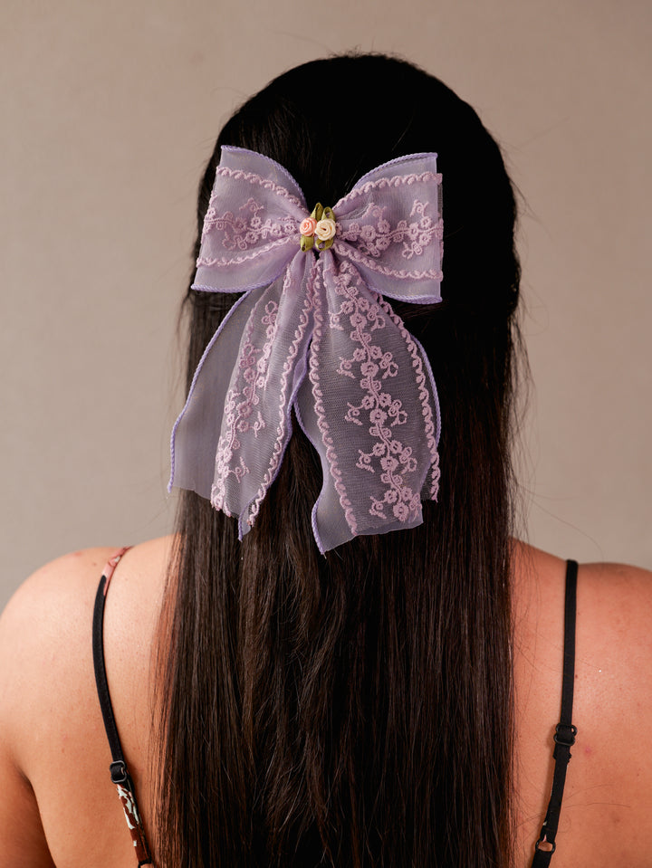 Lace Bloom Bow | Vintage-Inspired Lace Hair Bow Clip for Girls & Women | Elegant Floral Detailing | Romantic Accessory for Everyday & Special Occasions