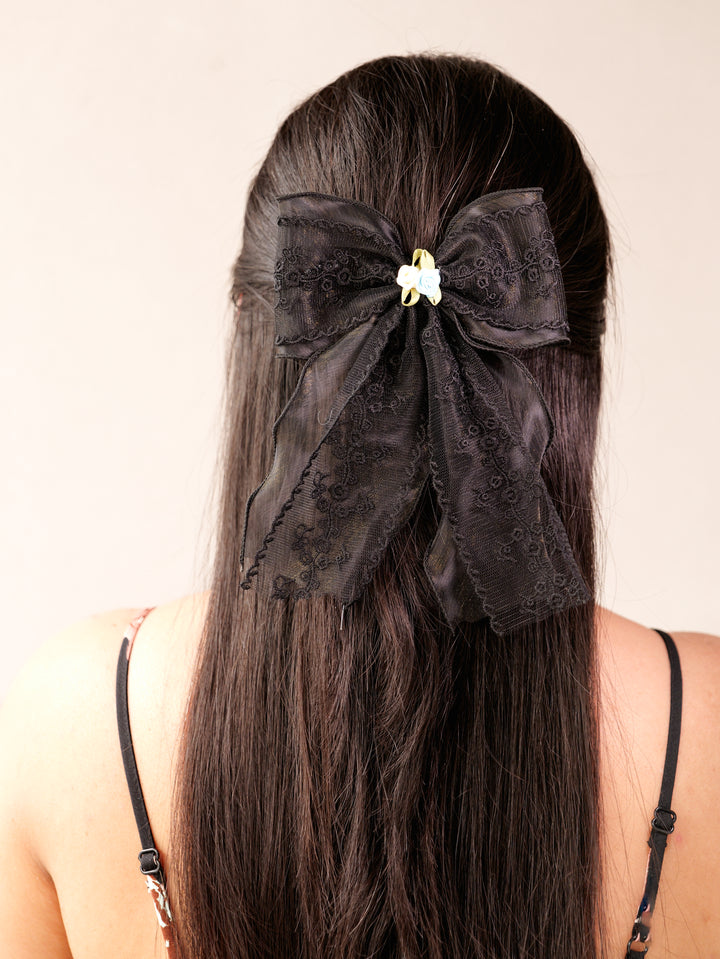 Lace Bloom Bow | Vintage-Inspired Lace Hair Bow Clip for Girls & Women | Elegant Floral Detailing | Romantic Accessory for Everyday & Special Occasions