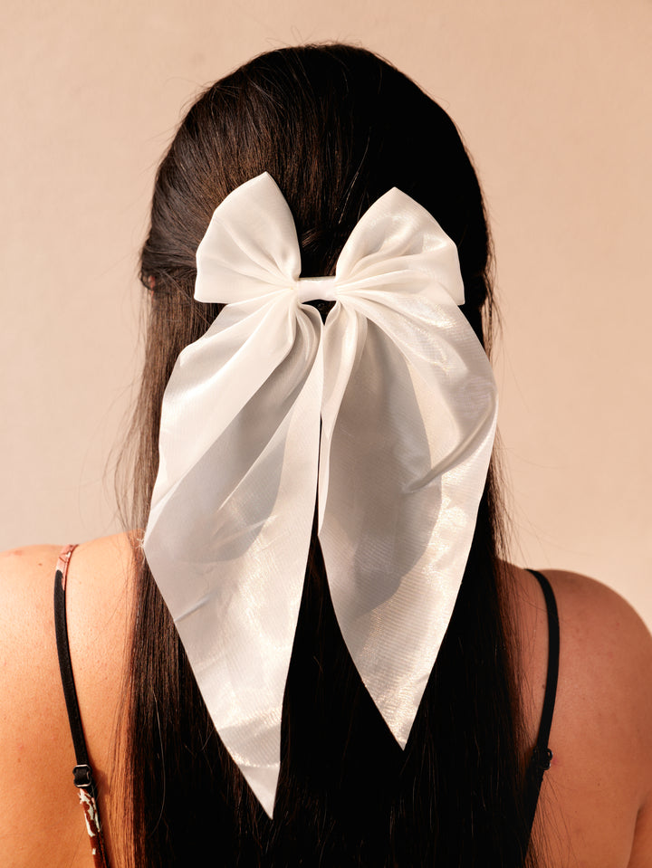 Elegant Satin Hair Bow | Classic Glossy Hair Clip for Girls & Women | Soft Smooth Finish | Perfect for Daily & Occasion Wear