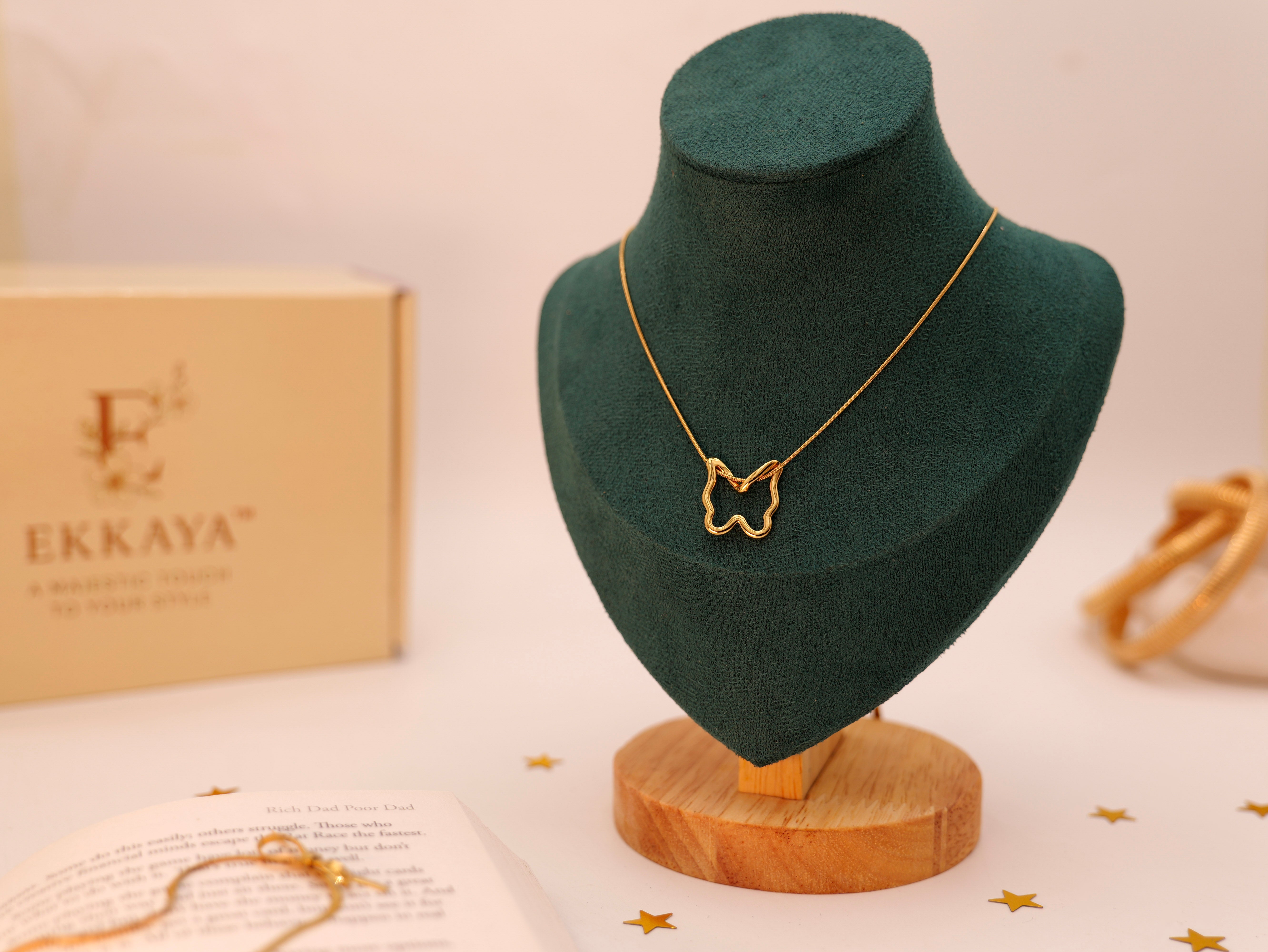 Golden Butterfly Charm Neckchain | Delicate Gold-Plated Pendant Necklace for Women & Girls