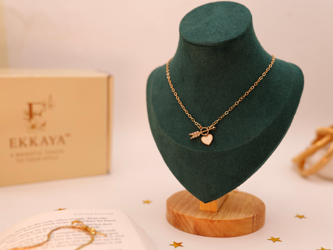 Duo Charm Heart Neck Chain | Gold-Plated Double Heart Pendant Necklace for Women & Girls