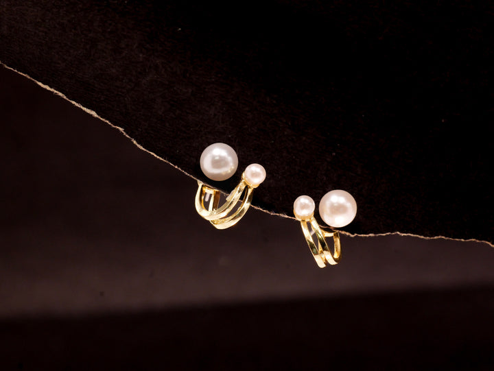 Elegant Pearl Drop Hoops | Gold Plated Classic Earrings for Women & Girls | Minimalist Party & Daily Wear Jewellery