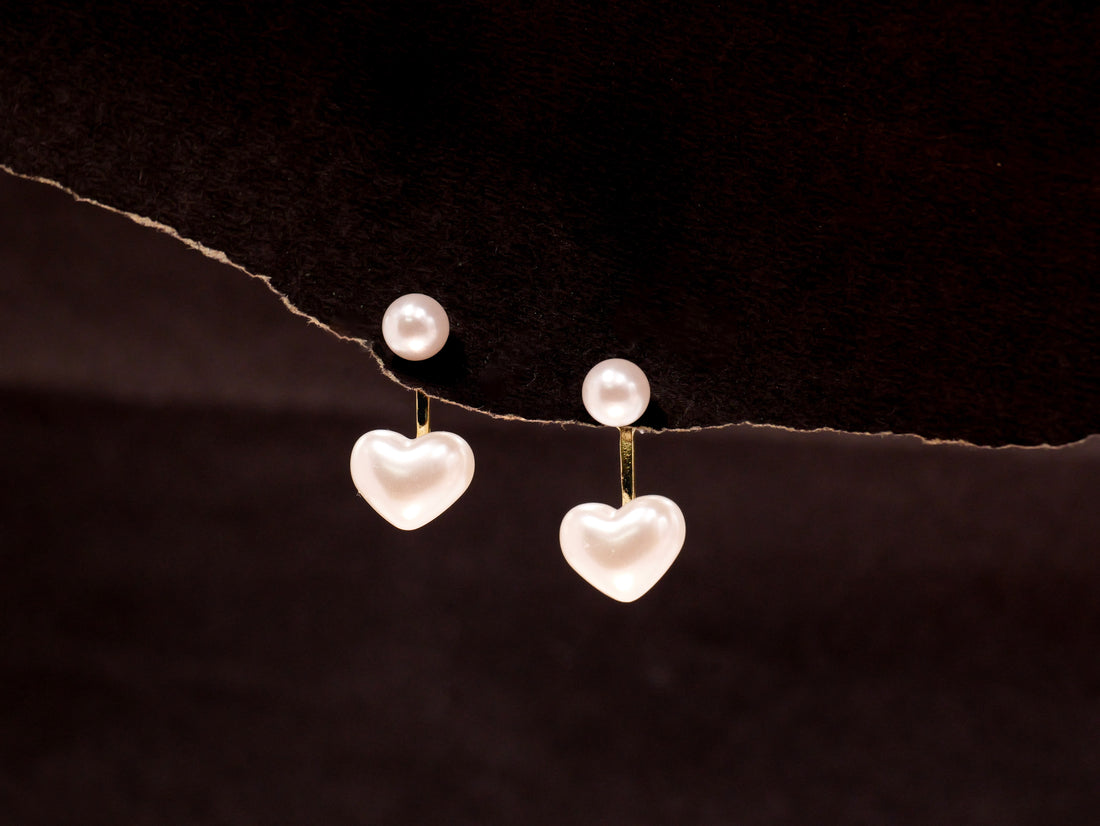 Pearl Heart Drop Earrings | Elegant Gold-Plated Dangler Earrings for Women & Girls | Romantic & Stylish Fashion Jewellery