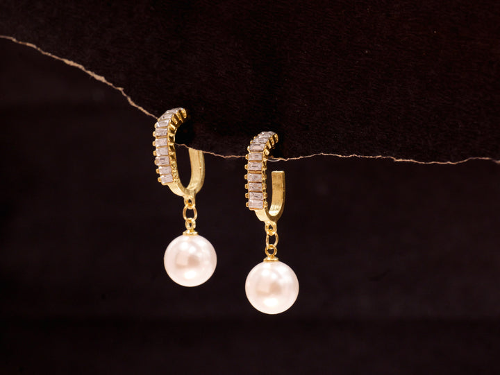 Crystal Pearl Drop Hoop Earrings | Elegant Gold-Toned Statement Hoops with Sparkling Stones & Pearls | For Women & Girls