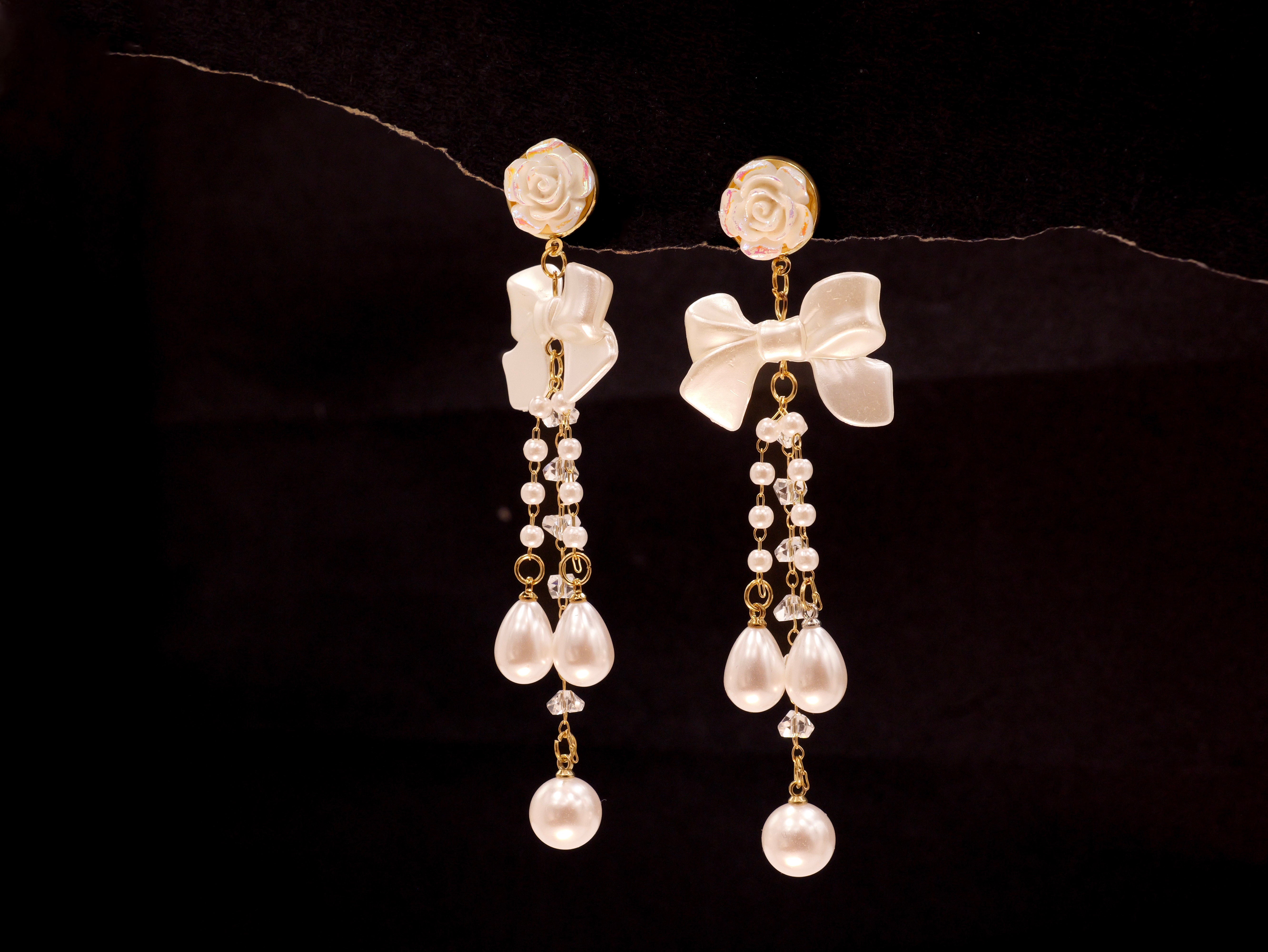 Pearl Bloom Dangle Earrings | Elegant Floral Design with Hanging Pearls | Lightweight Statement Earrings for Women & Girls