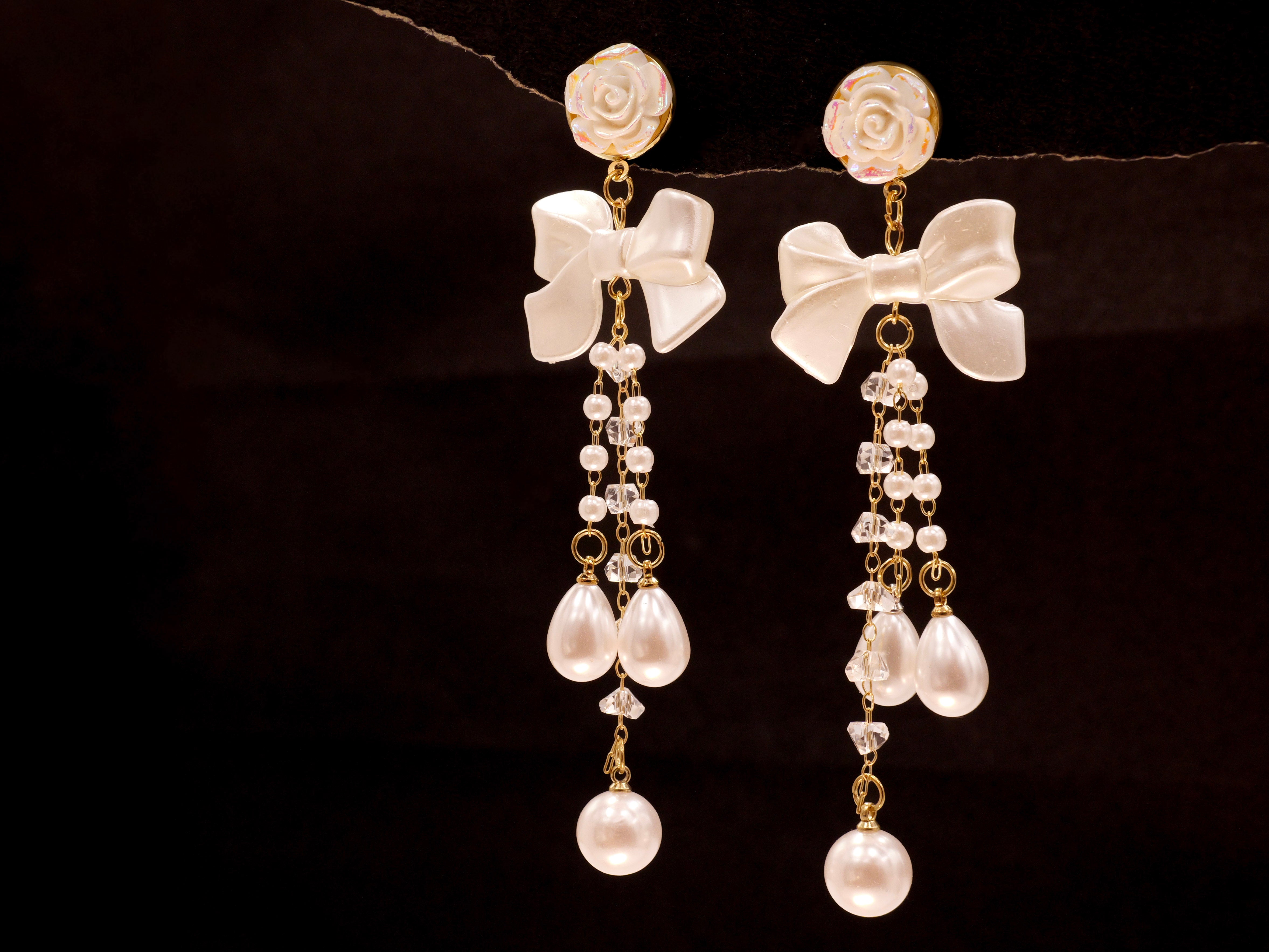 Pearl Bloom Dangle Earrings | Elegant Floral Design with Hanging Pearls | Lightweight Statement Earrings for Women & Girls