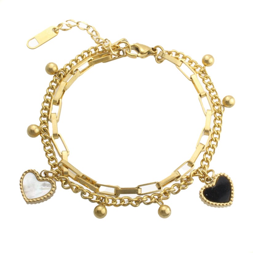 Dual Heart Charm Gold Bracelet