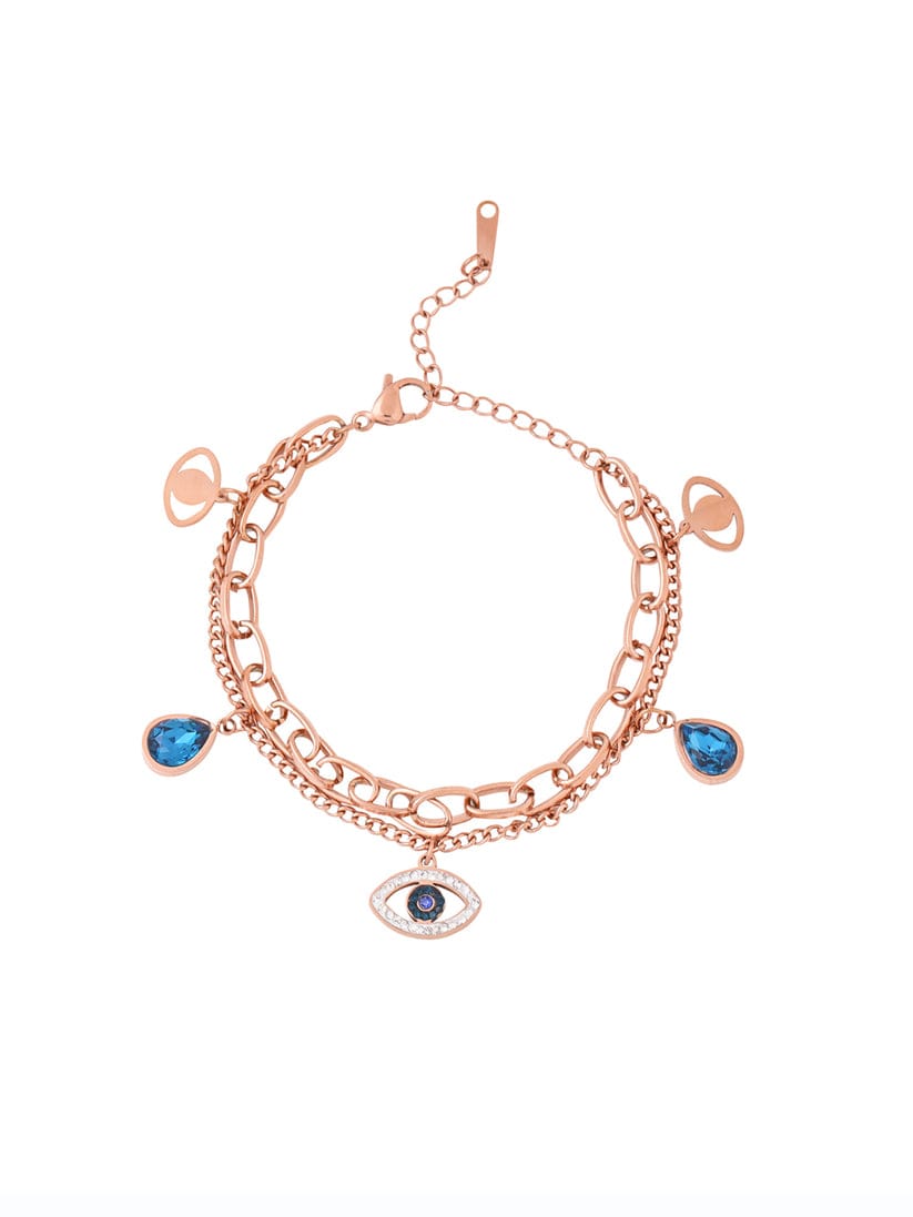 Evil Eye Charm Rose Gold Bracelet