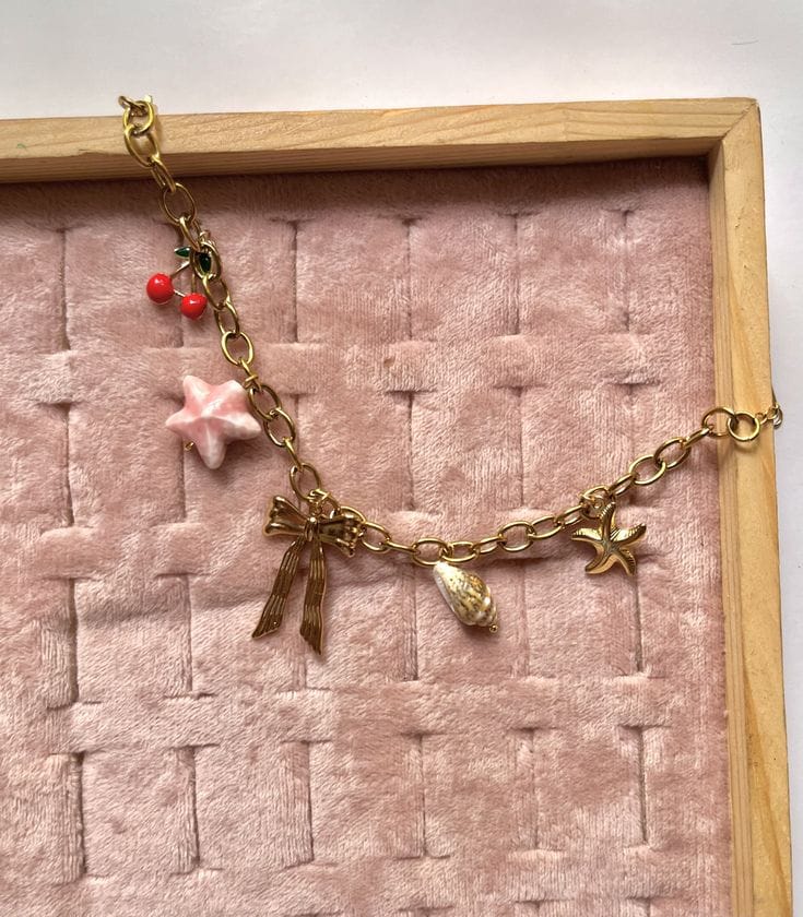 Golden Bow & Star Charm Bracelet
