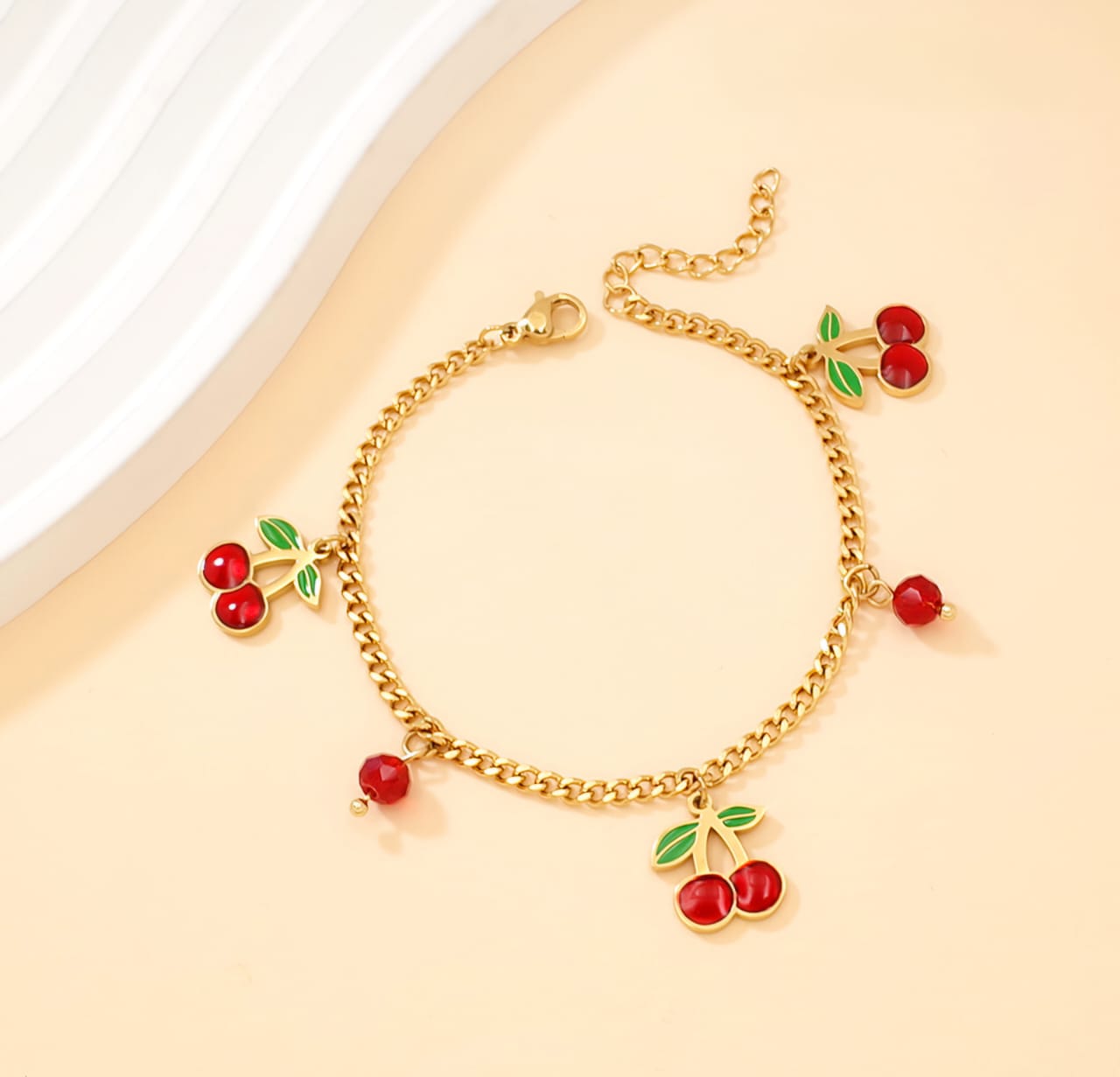 Cherry Charm Chain Bracelet