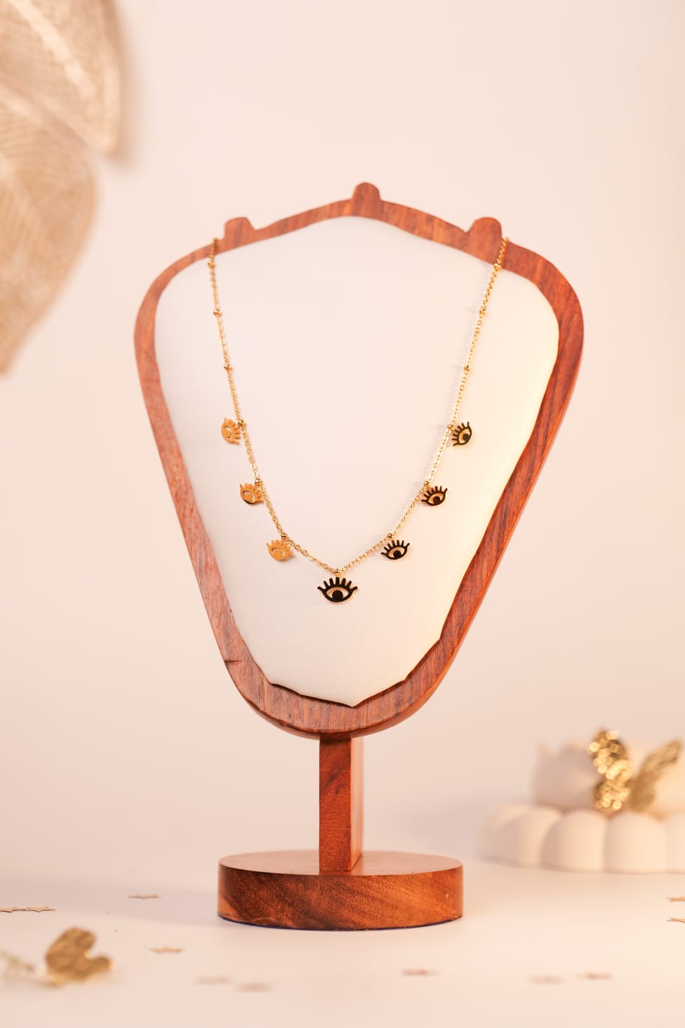 Evil Eye Wink Neckchain | Gold-Tone Protective Necklace with Enamel Eye Motifs
