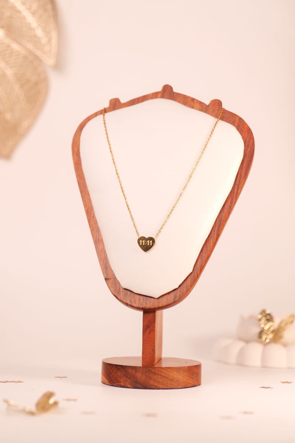 11:11 Heart Pendant Neckchain | Gold-Tone Wish Charm Necklace for Manifestation & Style