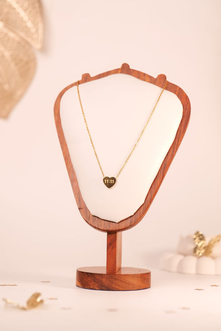 11:11 Heart Pendant Neckchain | Gold-Tone Wish Charm Necklace for Manifestation & Style