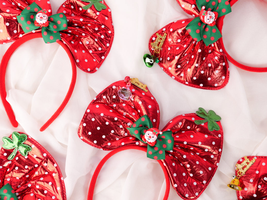 🎀 Santa Sparkle Bow Headband 🎅
