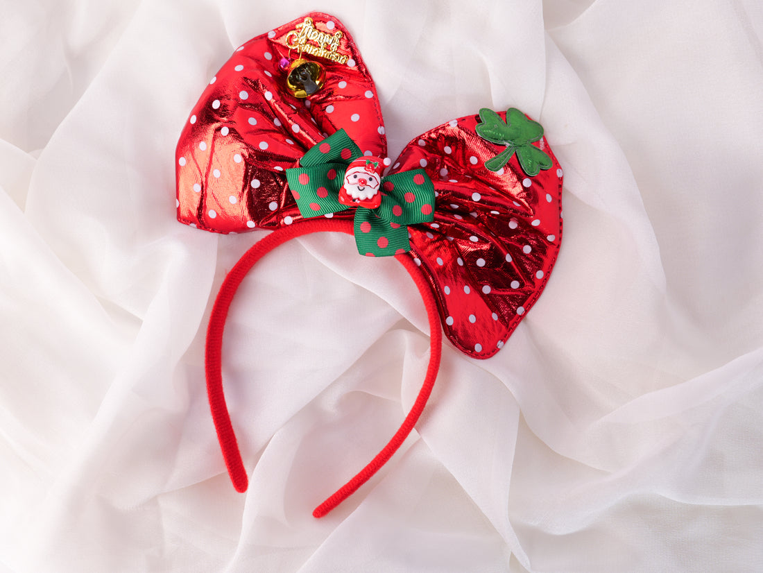 🎀 Santa Sparkle Bow Headband 🎅